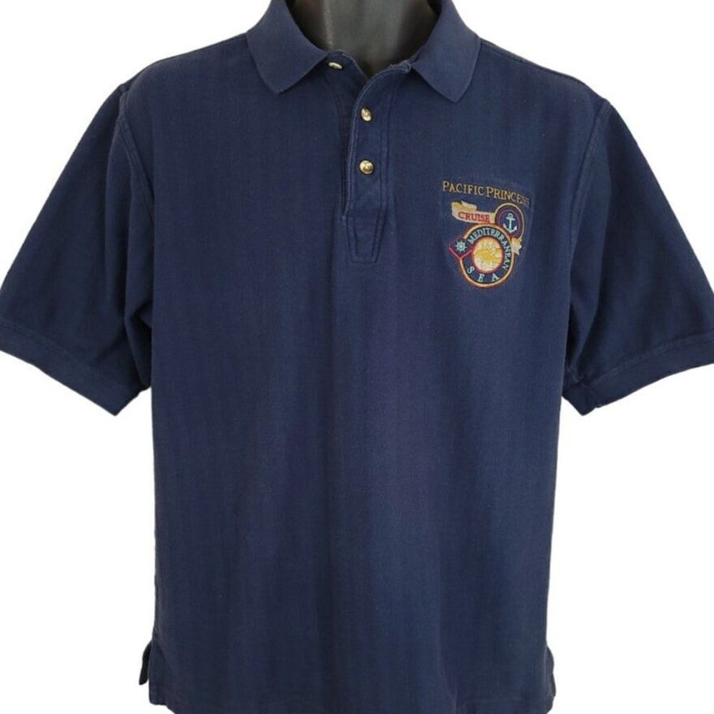 Pacific Princess Cruise Polo Shirt Vintage 90s Mediterranean Sea Mens Medium
